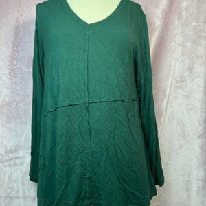 Soft Surroundings Womens Long Sleeve Green Fall Winter Flowy Loose Shirt Size M